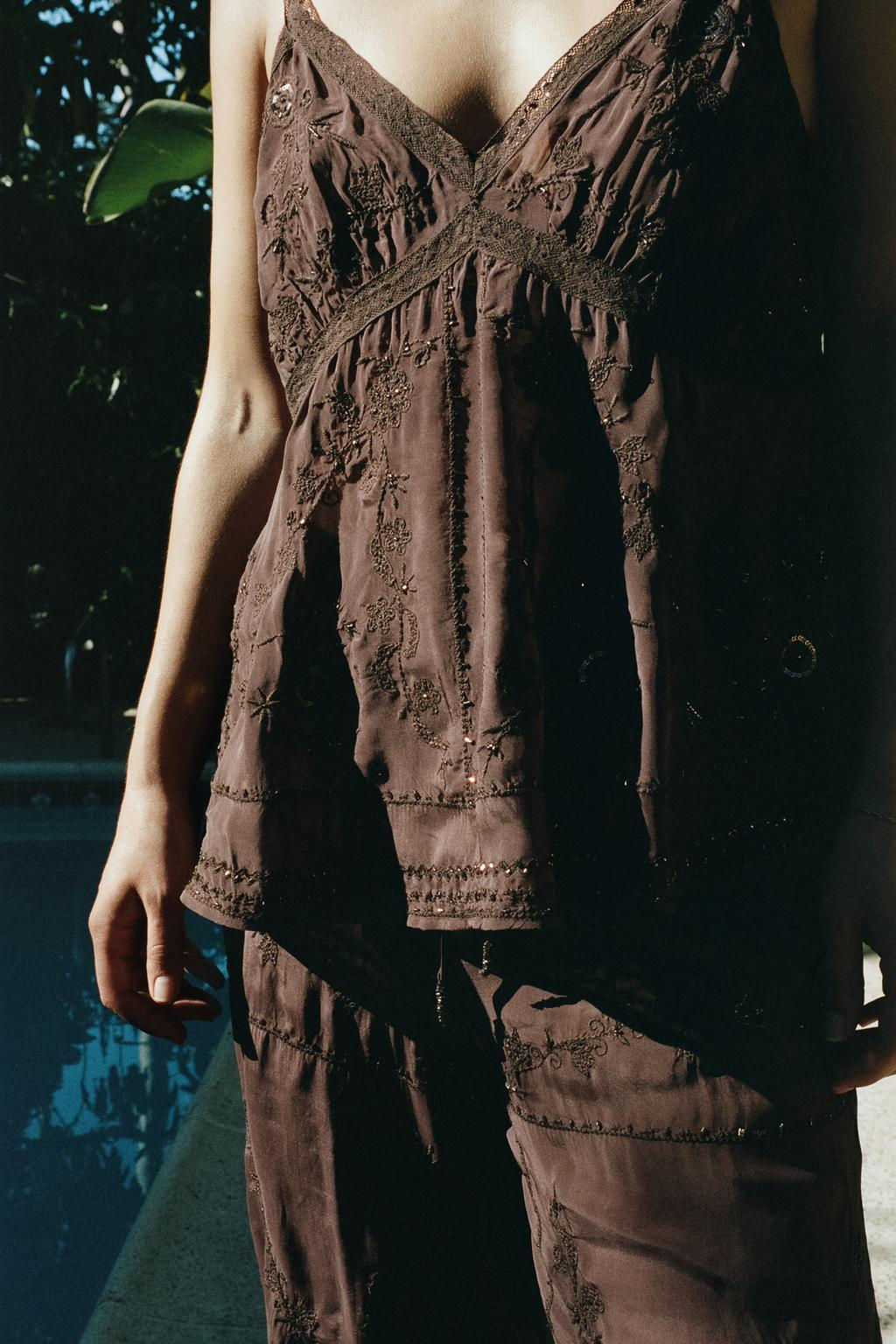 EMBROIDERED BEADED STRAP TOP - Zara фото 4