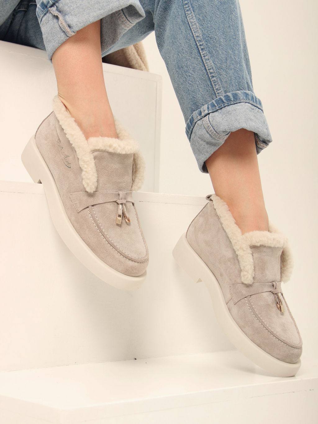 Ботинки 306.1593be.Каменный замша/шерсть