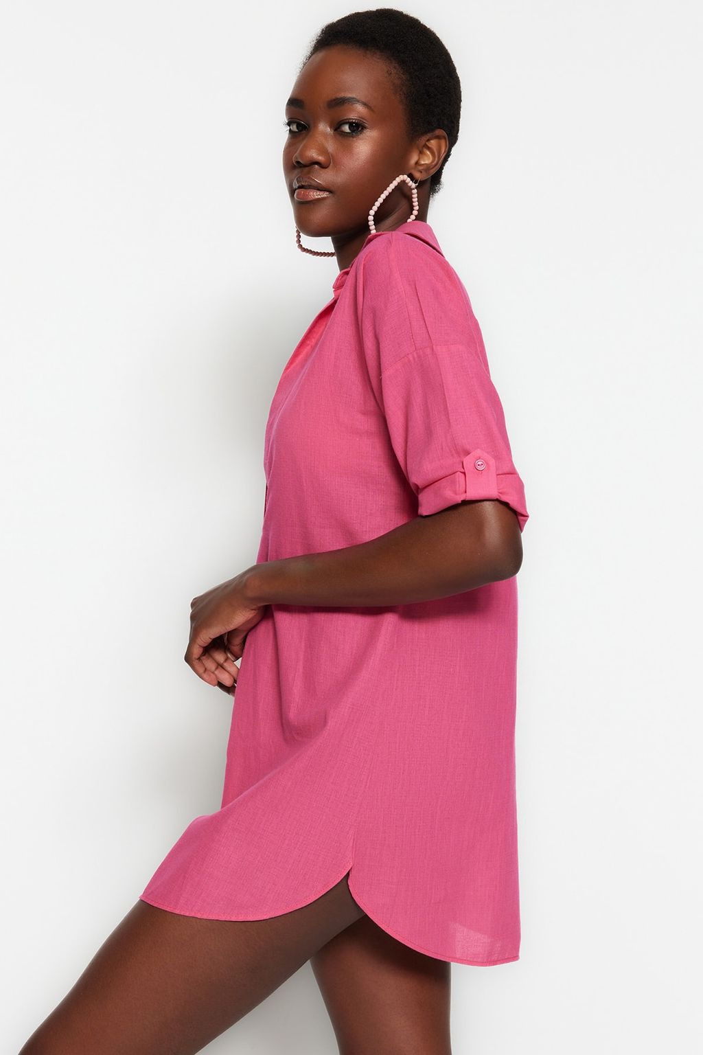 TRENDYOLMILLA Beyaz Dokuma Flaml? Pamuk Mini Plaj Elbisesi TBESS21EL3979 фото 31