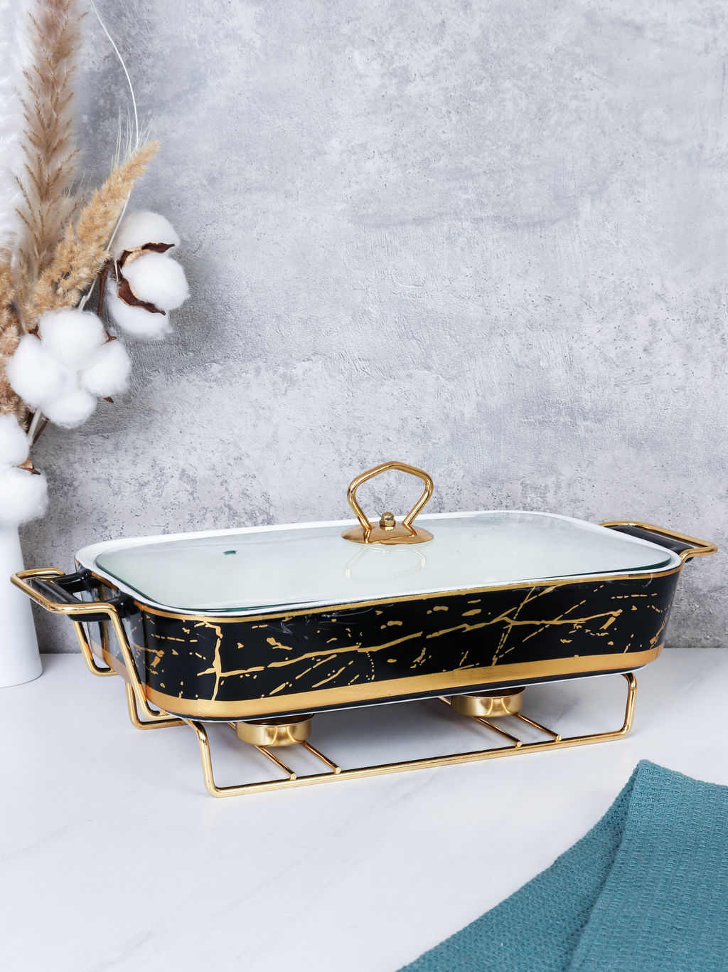 Мармит с подогревом 2 л Черное золото / BG-607-2 /уп 8/ керамическая чаша на подставке с подогревом - Галеонтрейд фото 2