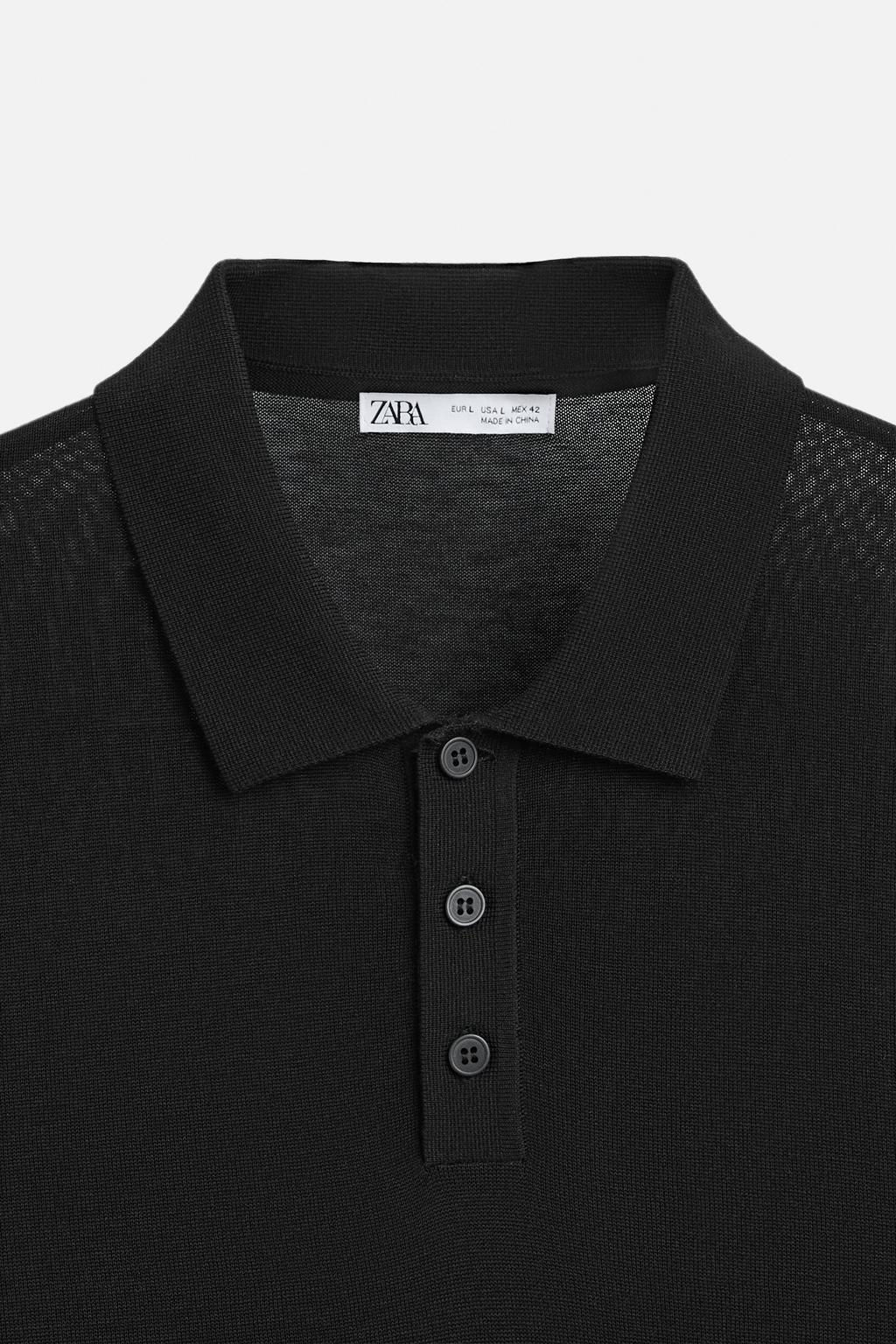 COTTON AND SILK KNIT POLO SHIRT - Zara фото 4