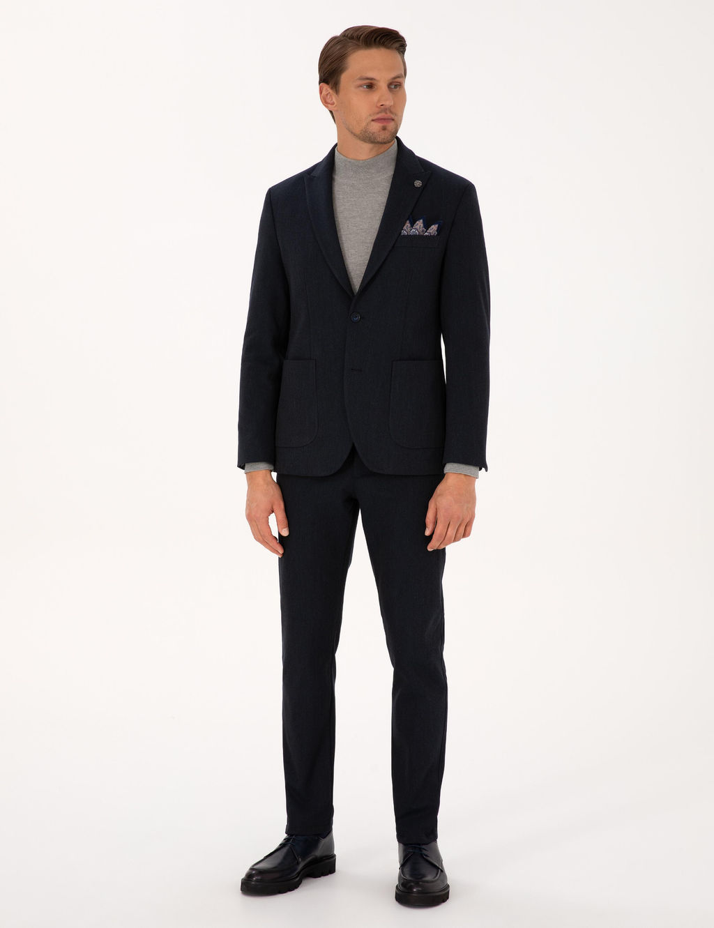 Lacivert Slim Fit Flanel Dokulu Kuma_ Pantolon - Pierre cardin фото 7