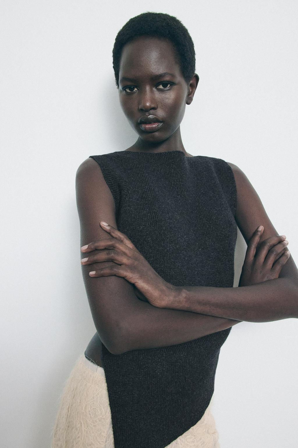 WOOL SLEEVELESS JUMPER WITH SIDE PLEATS - Zara фото 2