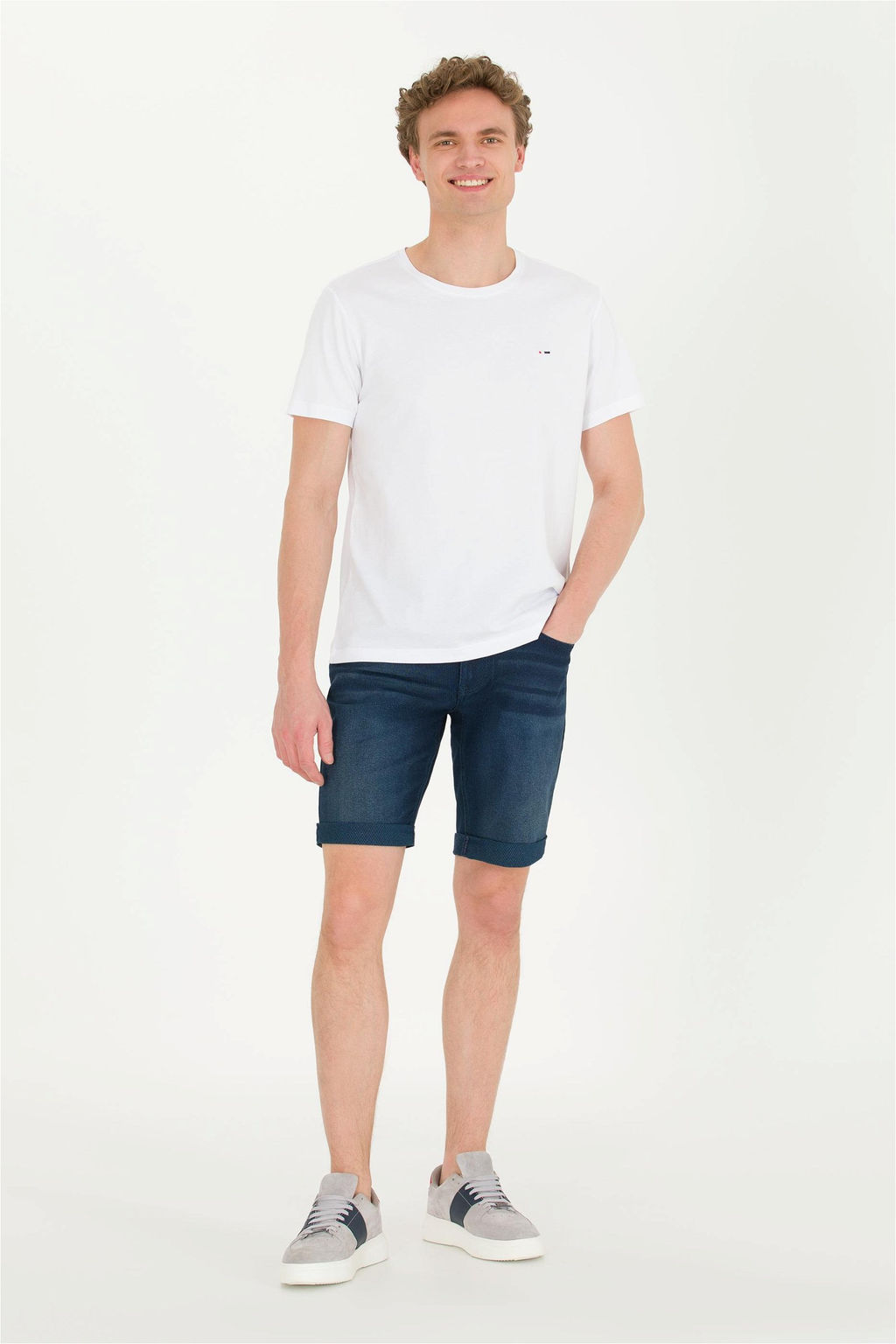 Мужская белая базовая футболка с круглым вырезом - U.s. polo assn фото 4