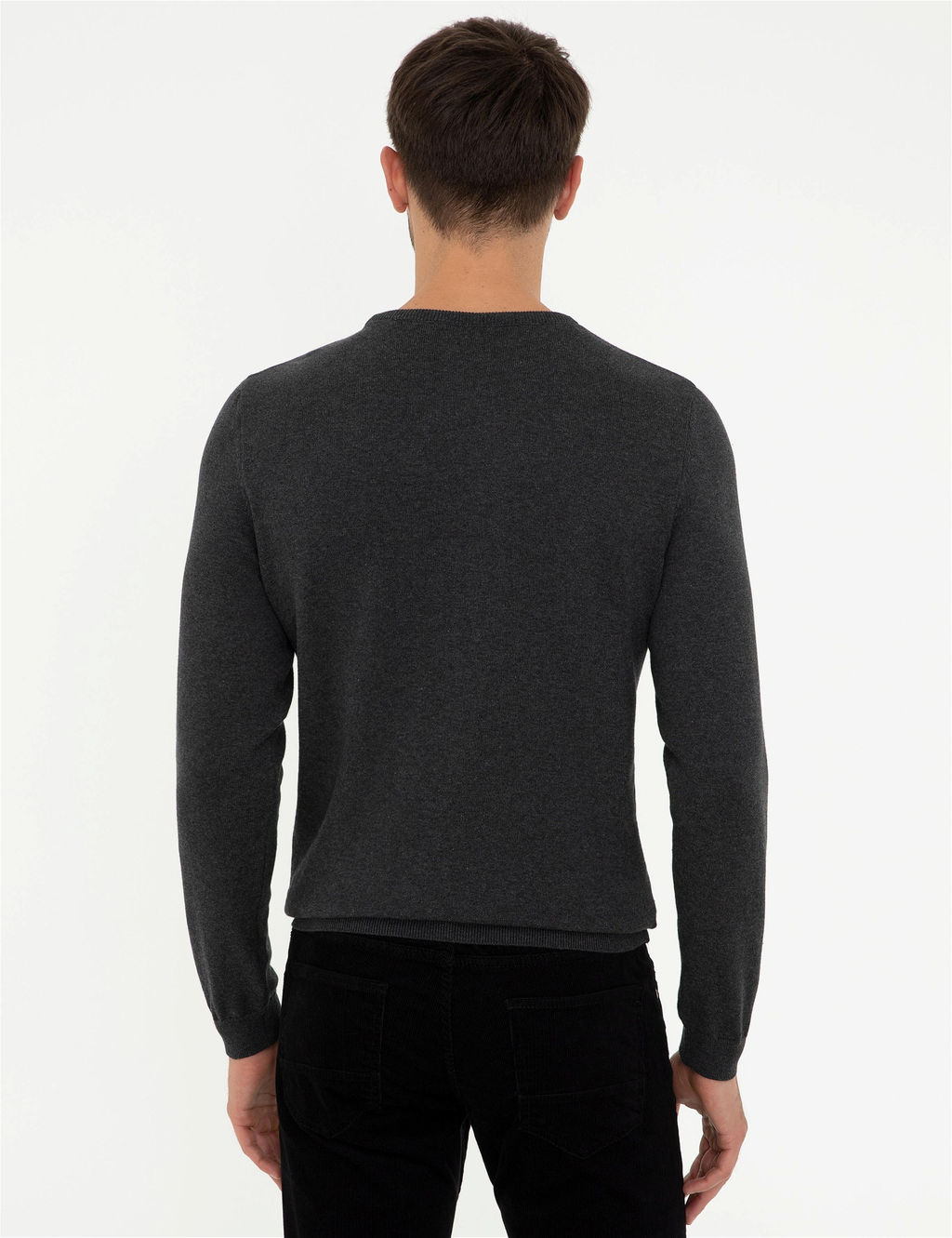 Gri Melanj Slim Fit Bisiklet Yaka Triko Kazak - Pierre cardin фото 4