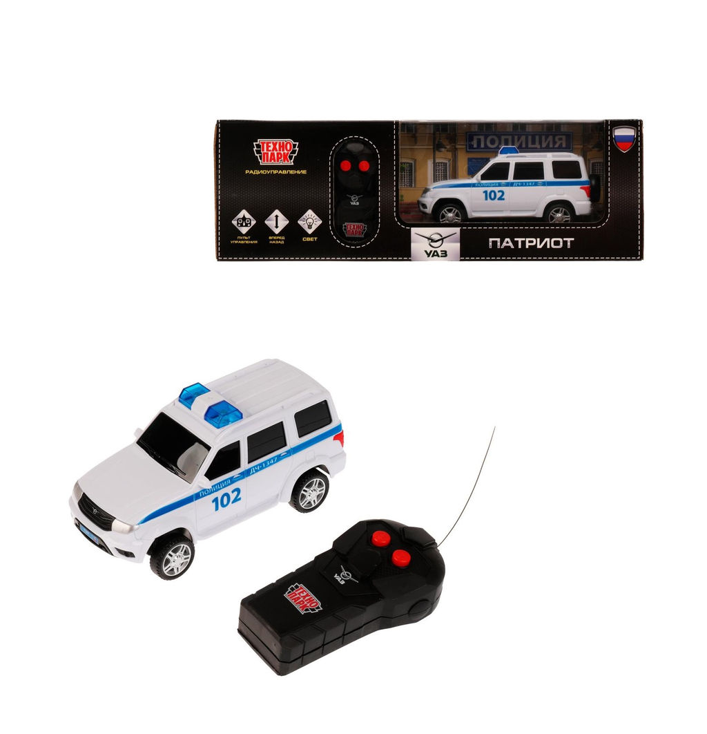 . Машина р/у "УАЗ Патриот полиция" 15,5 см, свет, белый, кор. арт.PATRIOT-15RCPOL-WH
