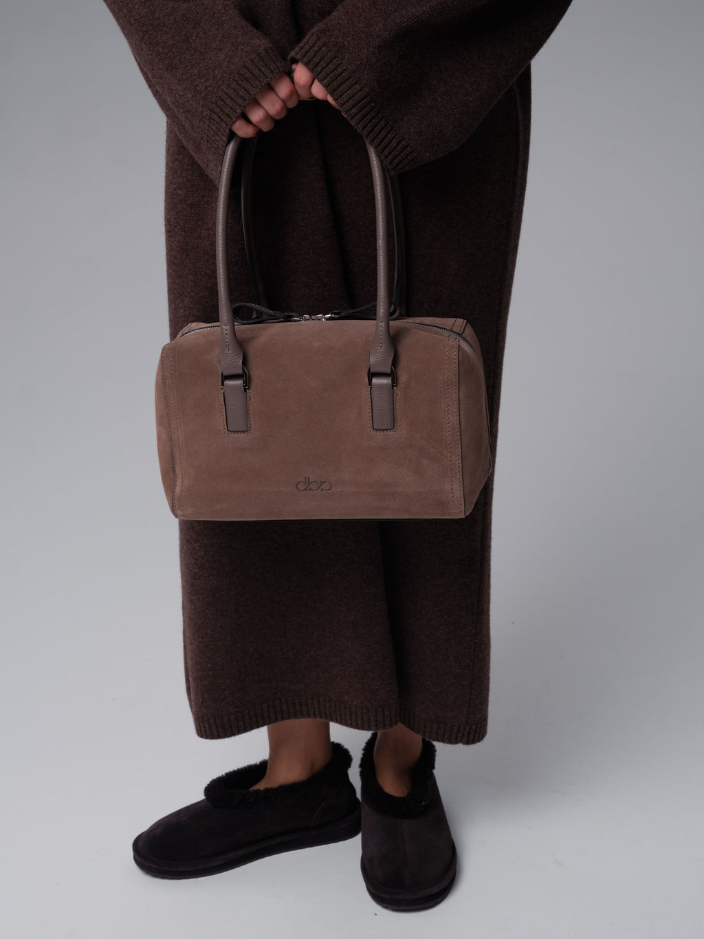 Замшевая сумка Cube DBR 31333 серо-коричневый  фото 5