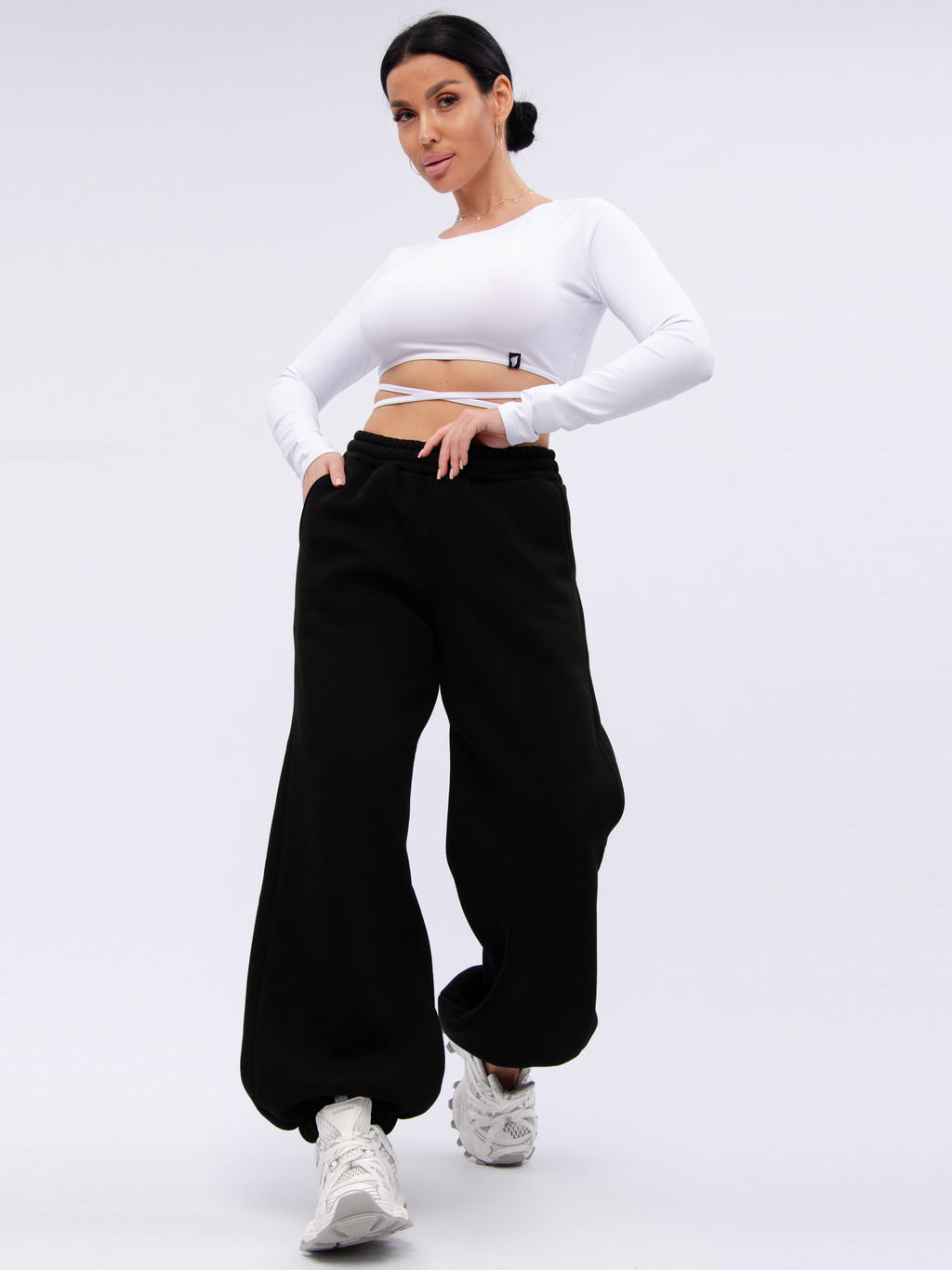 Джоггеры "БЖ-46" чёрные, футер 3-х нитка начес