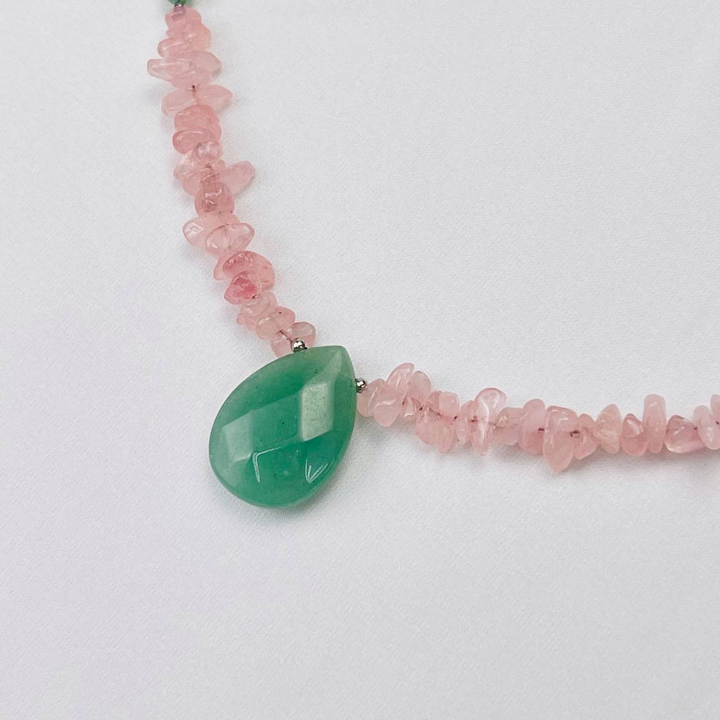 Колье из Авантюрина и Розового кварца 45 см +