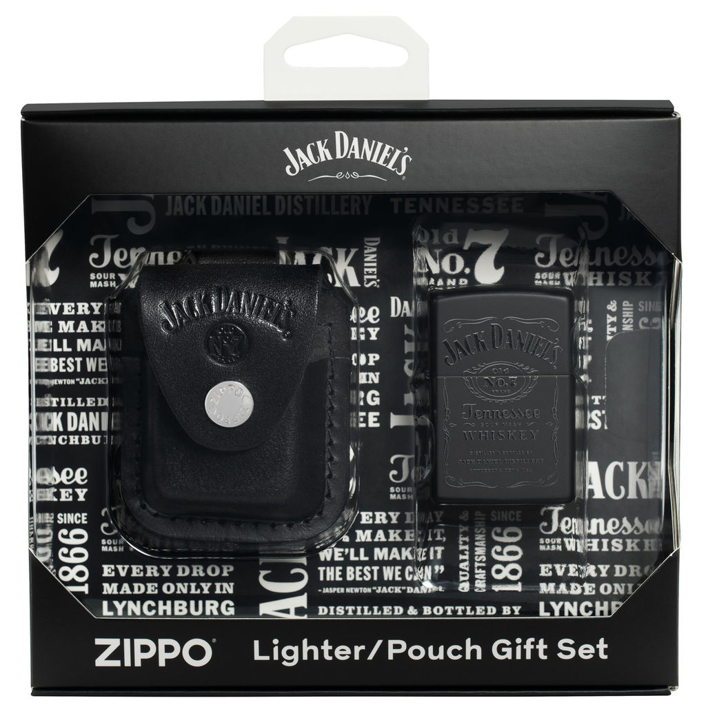 Подарочный набор Джек Дэниэлс | Jack Daniels®: зажигалка и кожаный чехол ZIPPO 48460
