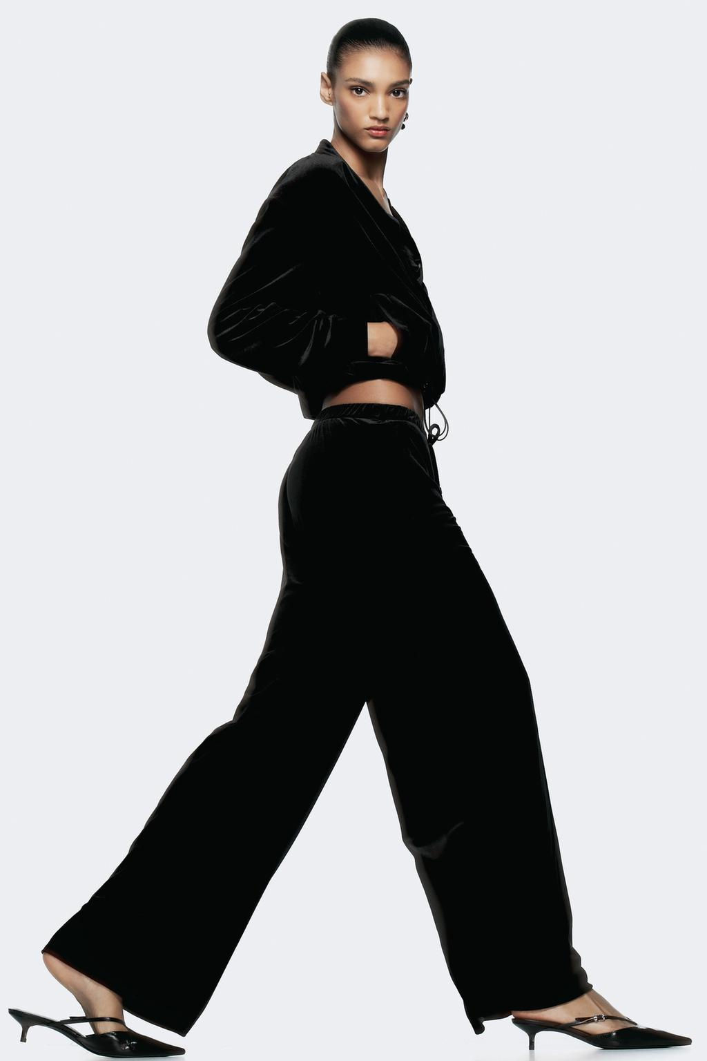 WIDE VELVET TROUSERS - Zara фото 3