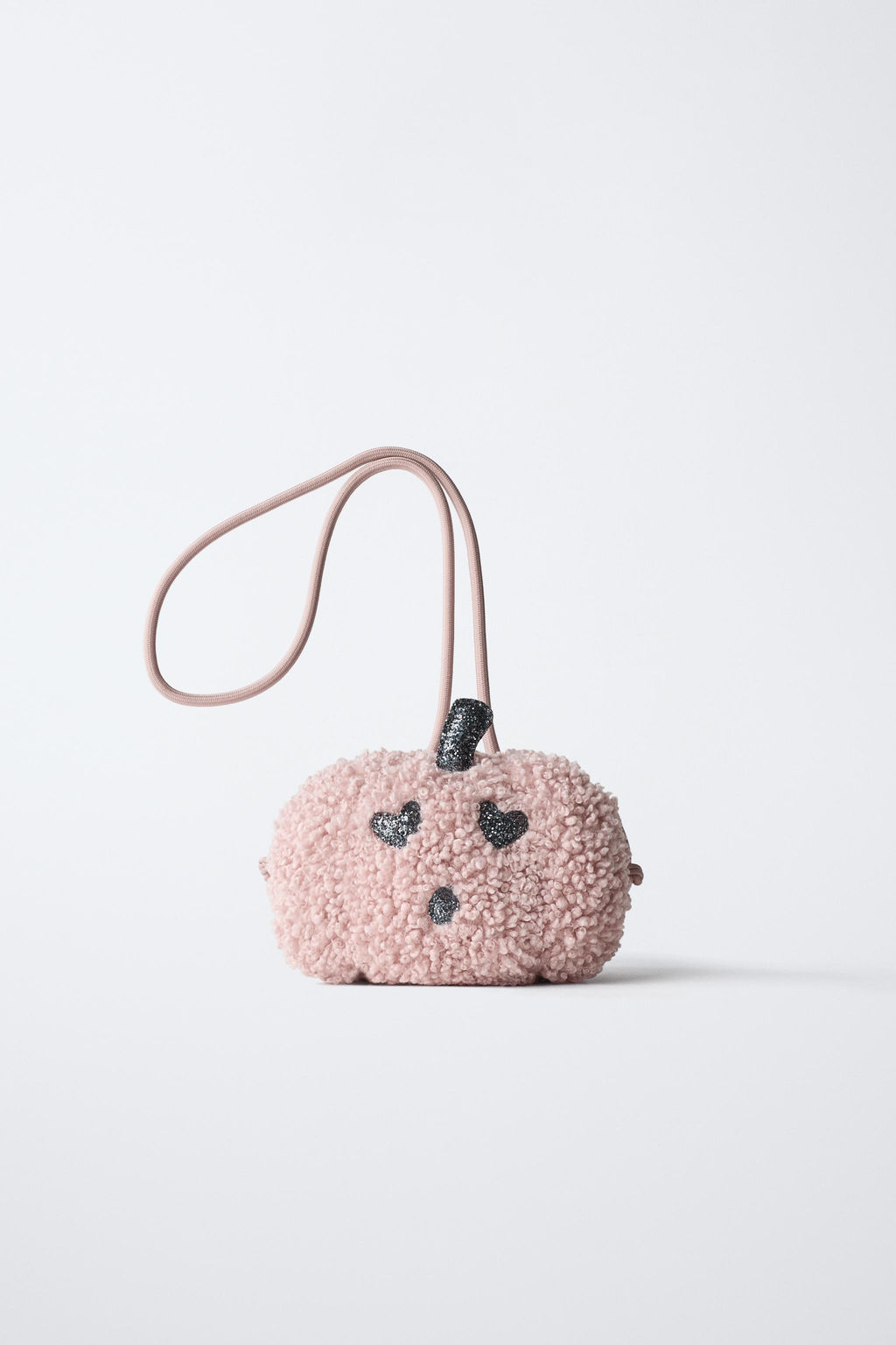 FAUX SHEARLING PUMPKIN CROSSBODY BAG