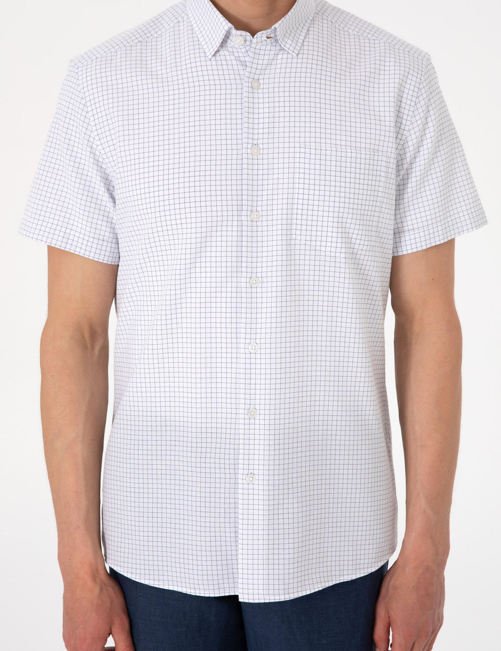 Lacivert Kareli Regular Fit K_sa Kollu G_mlek - Pierre cardin фото 6