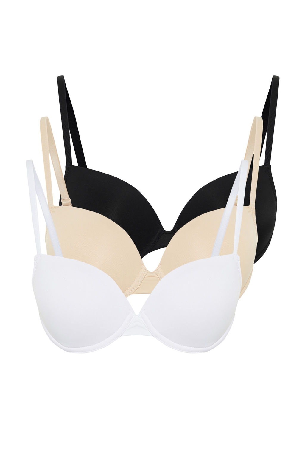 TRENDYOLMILLA Siyah-Beyaz-Ten 3lu Paket Micro Ip Ask?l? Dolgusuz Sabit Kapl? Orme Sutyen THMSS24SU00042  фото 7