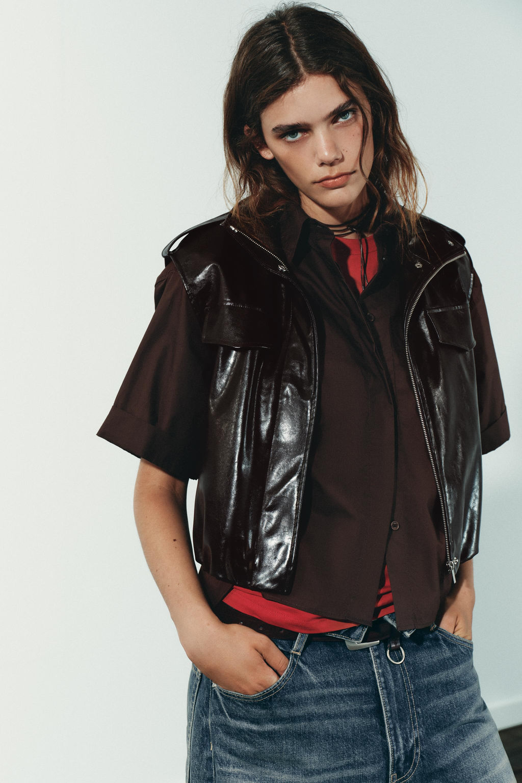 FAUX LEATHER PUFFER GILET - Zara фото 2