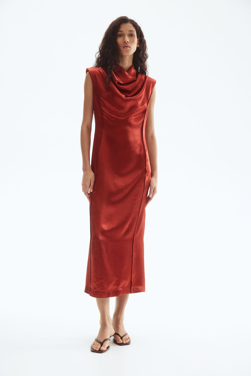Vestido de sat?n con hombreras - H&m фото 2
