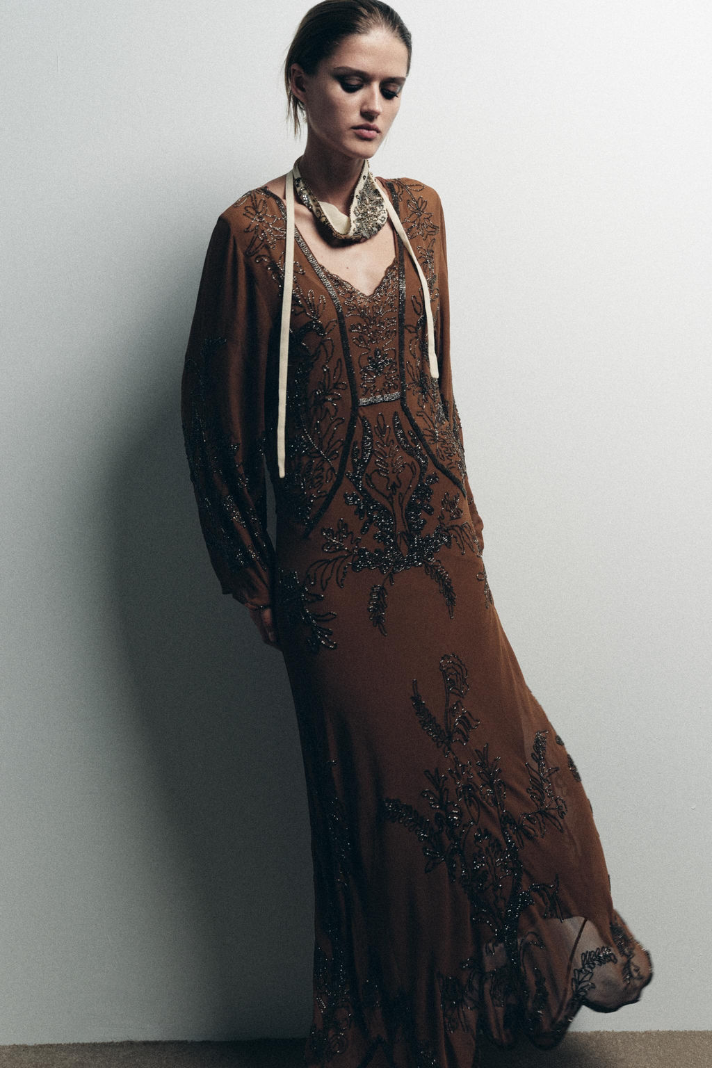 LIMITED EDITION BEADED GEORGETTE DRESS - Zara фото 3