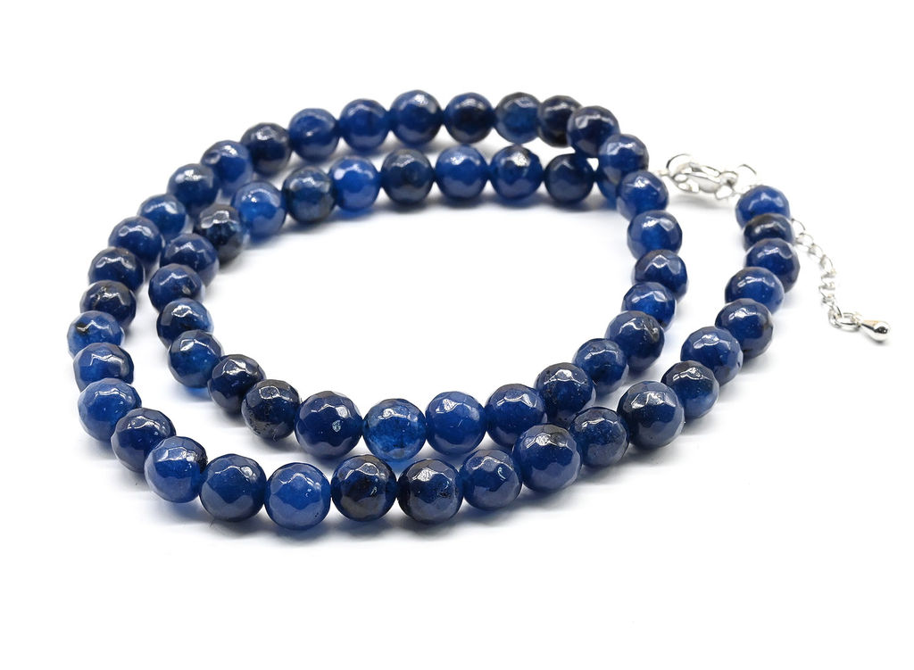 Бусы из камня кальцит граненые 8мм цв.сапфир, 48см