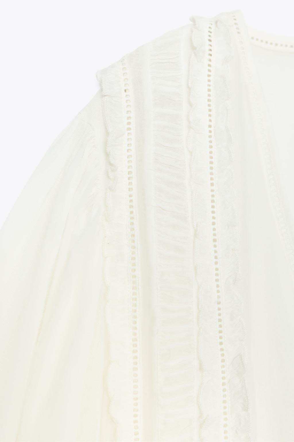 ZW COLLECTION ROMANTIC LADDER STITCH SHIRT - Zara фото 7