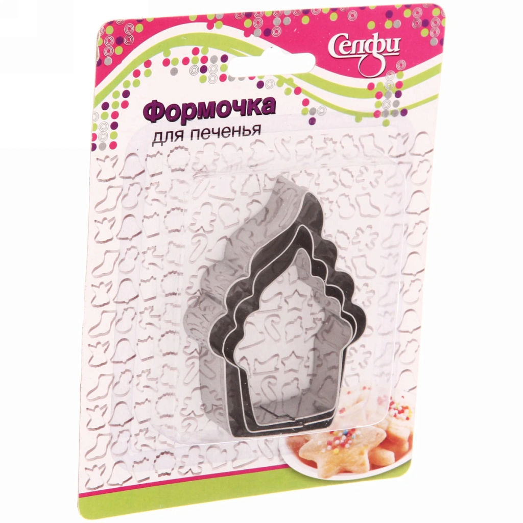 Цена за 5 шт. Форма для выпечки печенья 3шт "Пирожное"