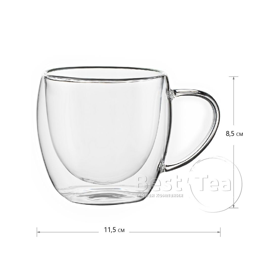 Цена за 2 шт. Кружка необжигающая, стекло 250 мл (уп 2 шт)