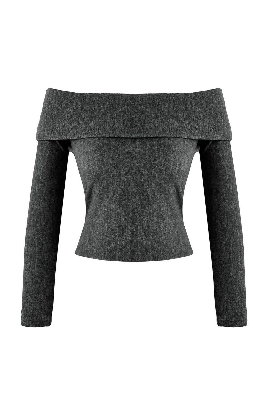 Antrasit Yumos Carmen Yaka Fitted/Vucuda Oturan Orme Bluz TWOAW26BZ00081 - Trendyolmilla фото 5