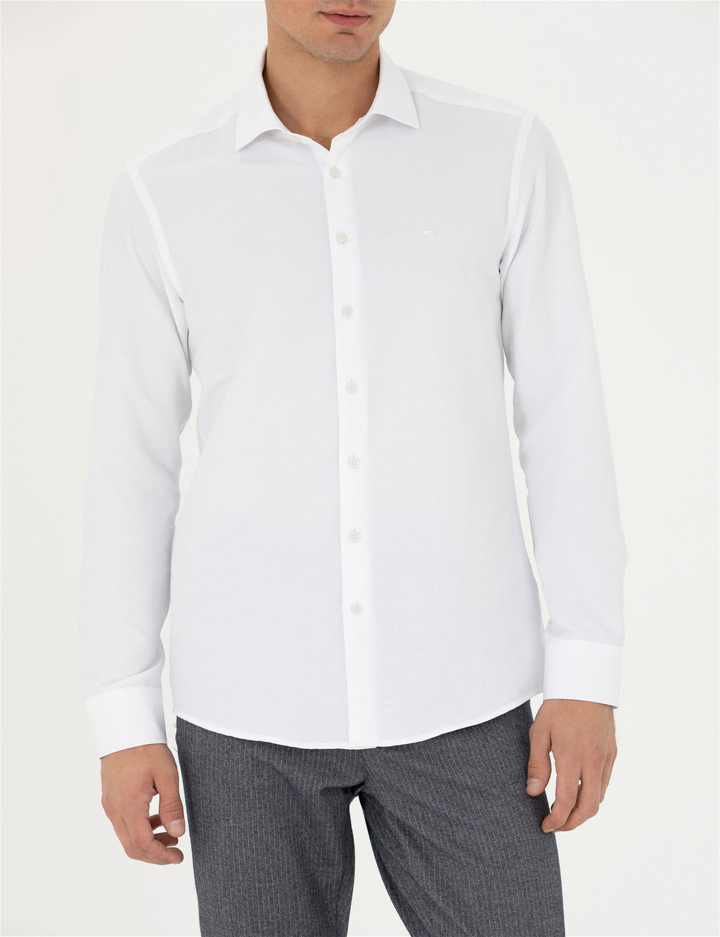 Beyaz Slim Fit Uzun Kollu G_mlek - Pierre cardin фото 6