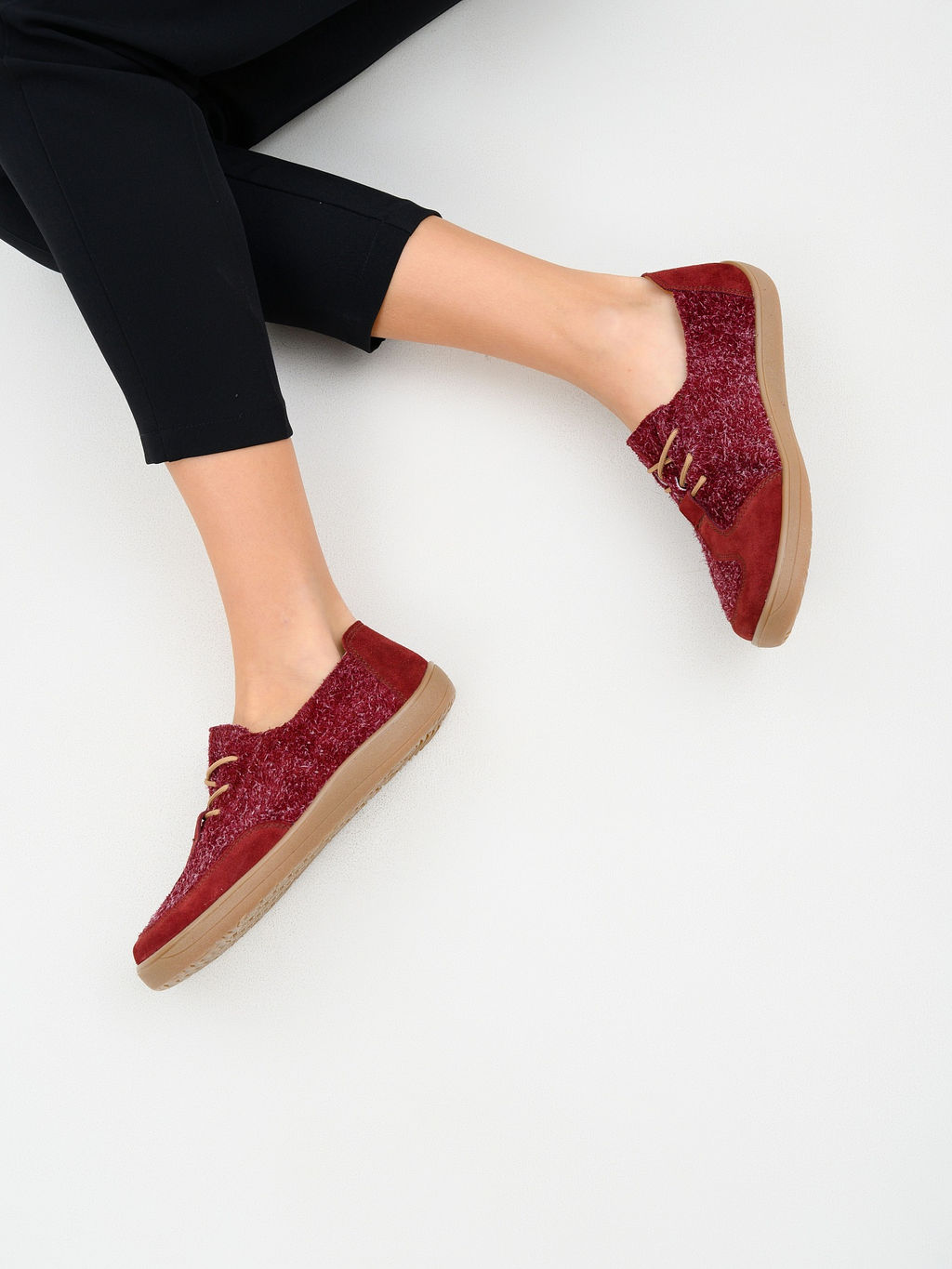 Босоногие туфли 188.natabr.Бордовый джангл+бордовая замша