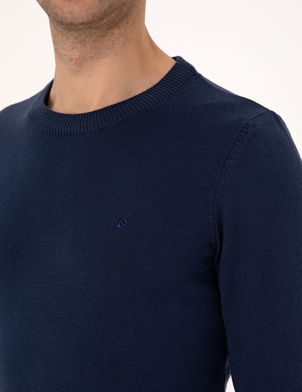 A__k Lacivert Slim Fit Bisiklet Yaka Basic Triko Kazak - Pierre cardin фото 7