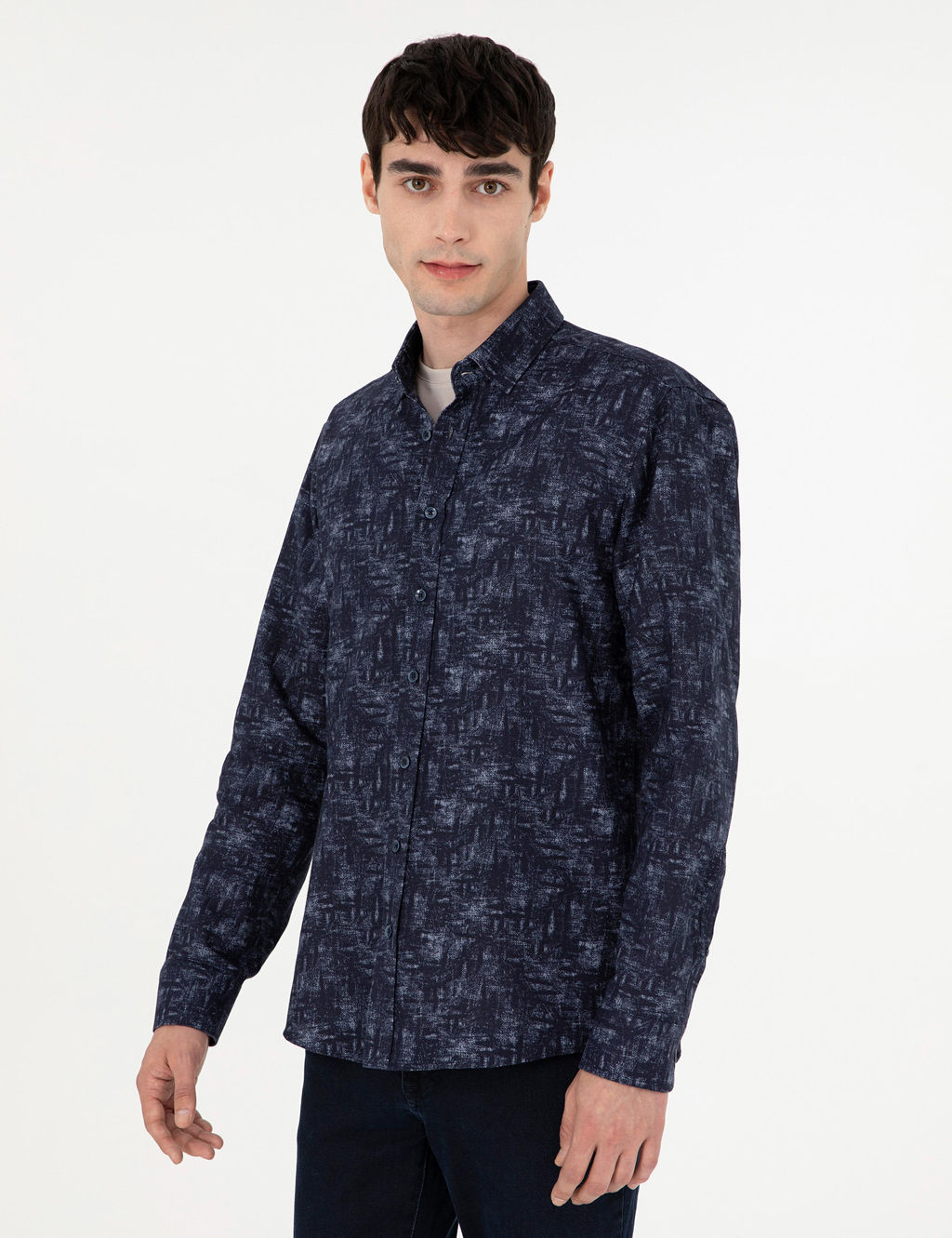 Lacivert Slim Fit Uzun Kollu G_mlek - Pierre cardin фото 3