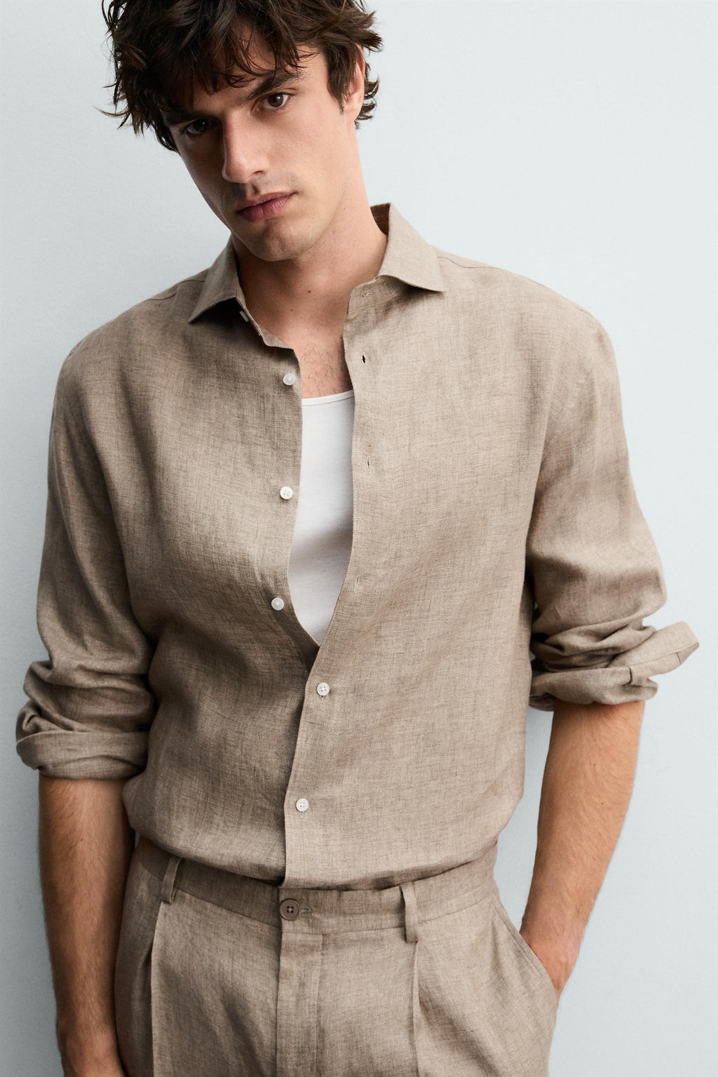 CAMISA REGULAR FIT 100% LINO / Arena / Vigor? - Zara фото 6