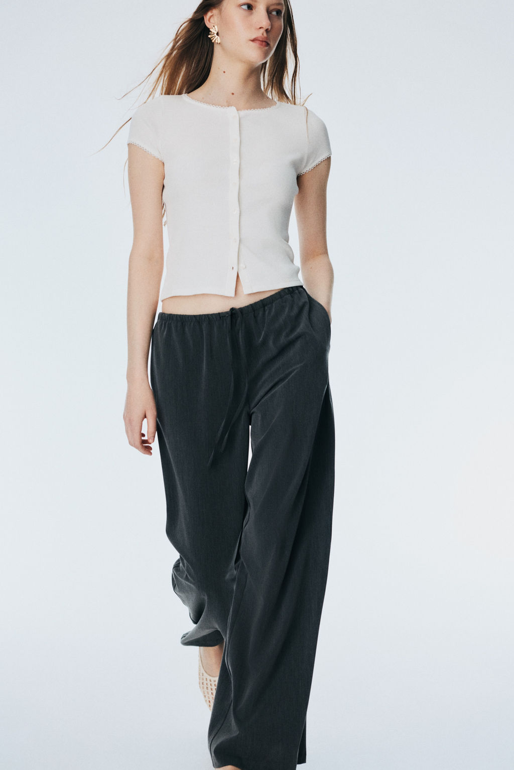 Pantal?n de sarga con cord?n de ajuste - H&m фото 6