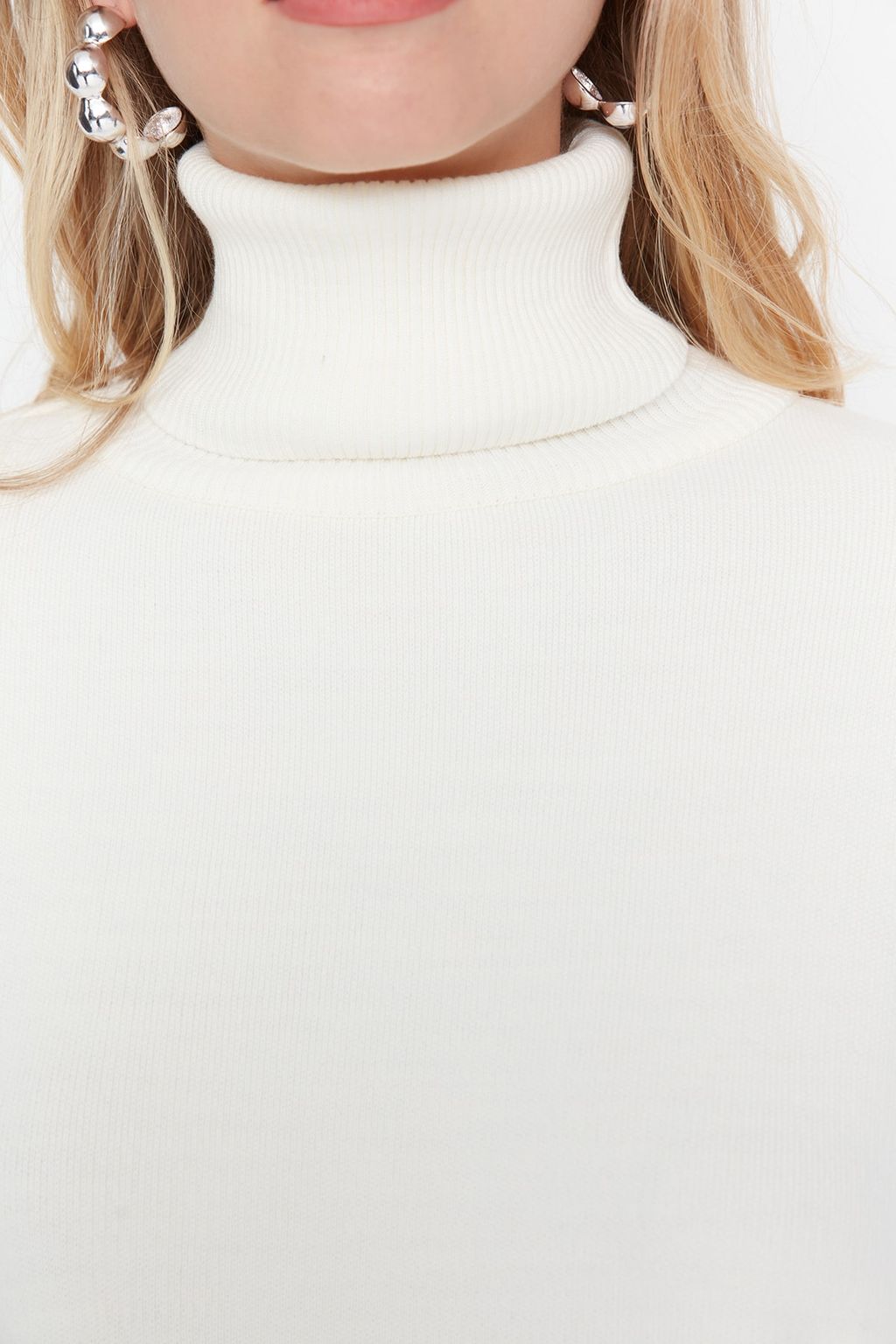 Ekru Genis Kal?p Basic Triko Kazak TWOAW23KZ00206 - Trendyolmilla фото 4