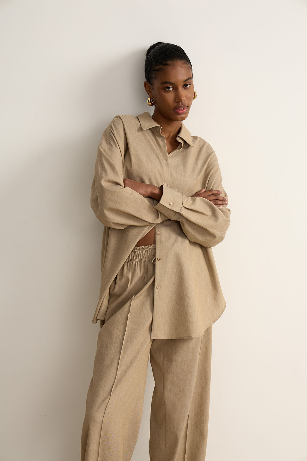 Брюки на кулиске с эффектом меланж - Mollis фото 2