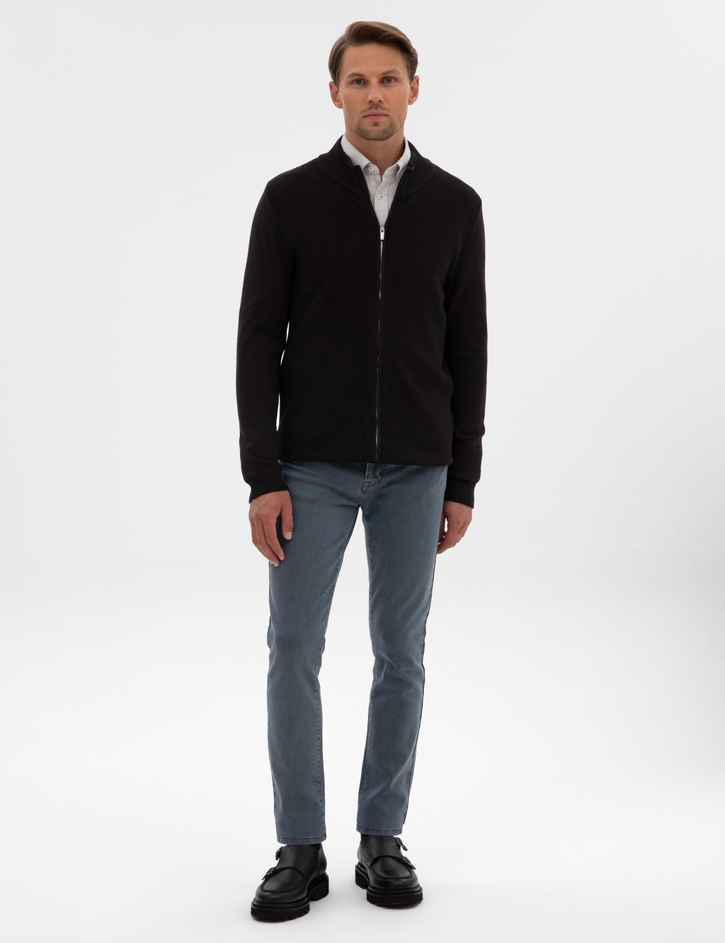 Siyah Slim Fit Fermuarl_ Triko H_rka