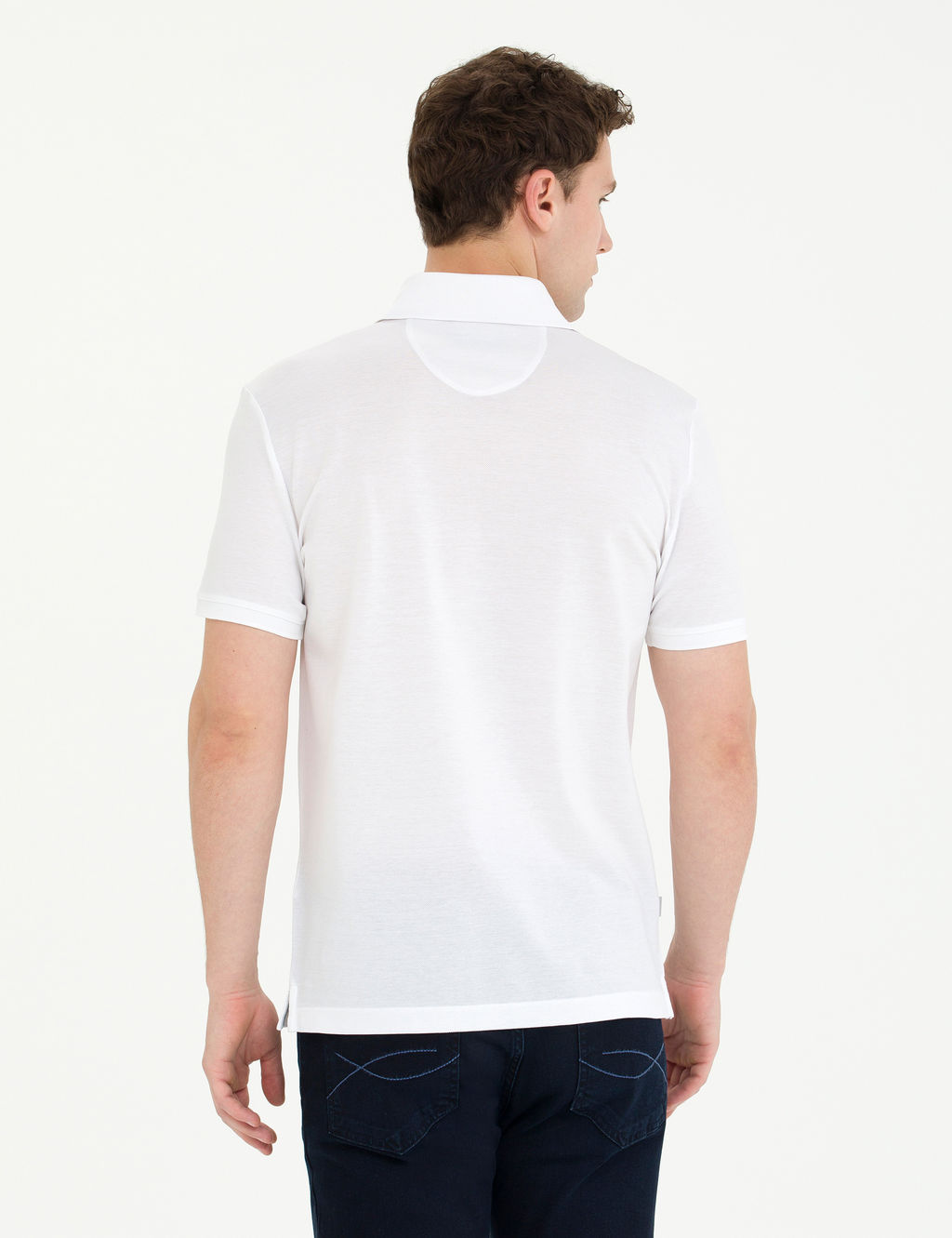Beyaz Slim Fit Merserize Ti__rt