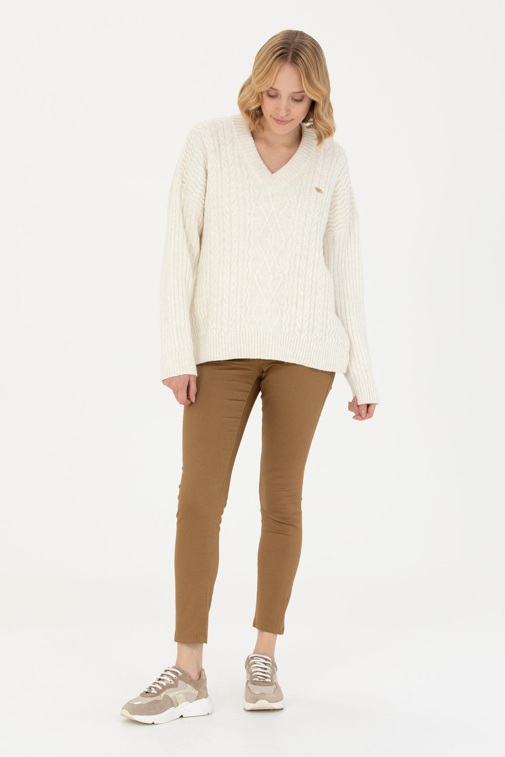Женские брюки из плотной ткани светло-хаки - U.s. polo assn фото 15