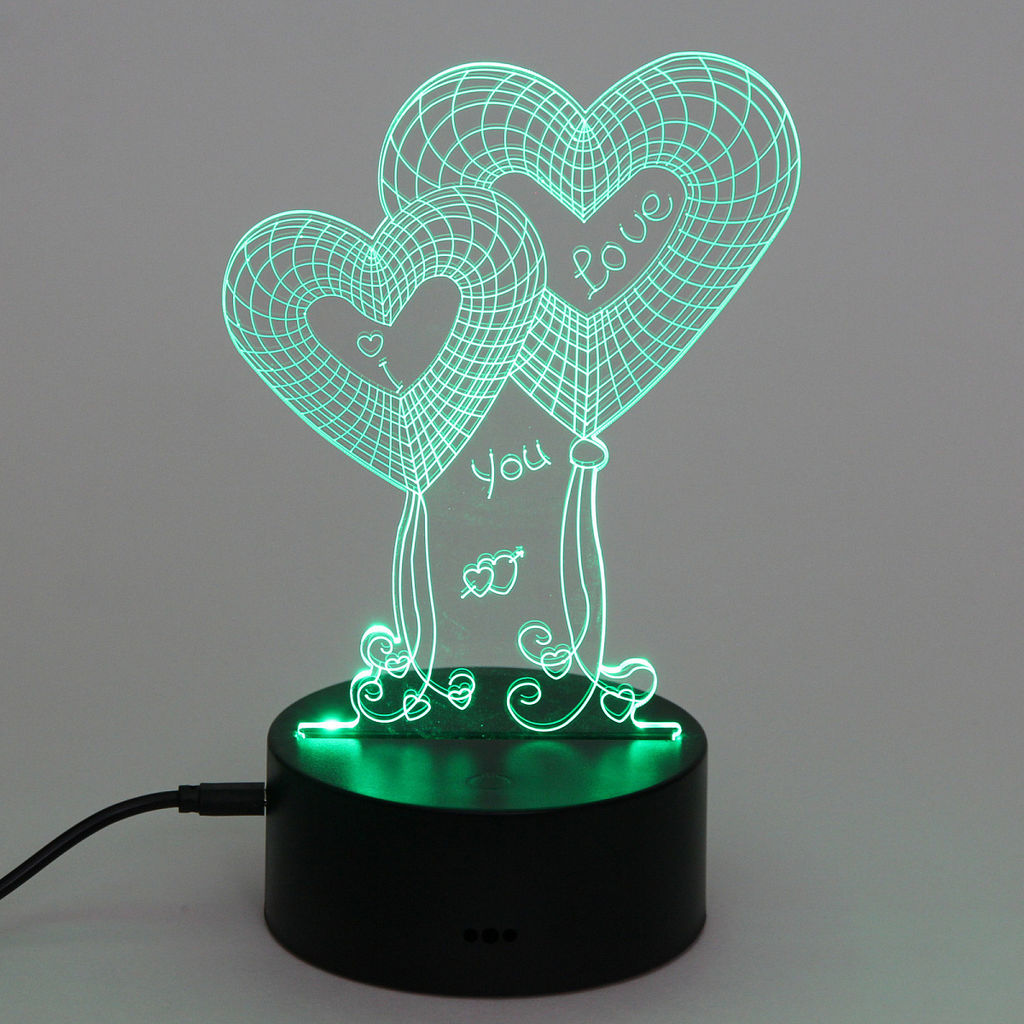 Цена за 2 шт. Светильник ночник "3D-Нежность" на пластиковой подставке, с включателем USB
