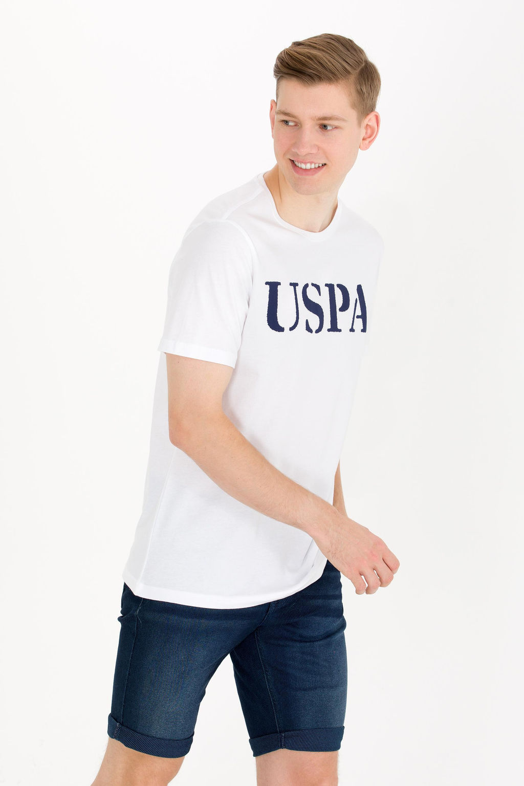 U. S. Polo Assn Мужская белая базовая футболка с круглым вырезом