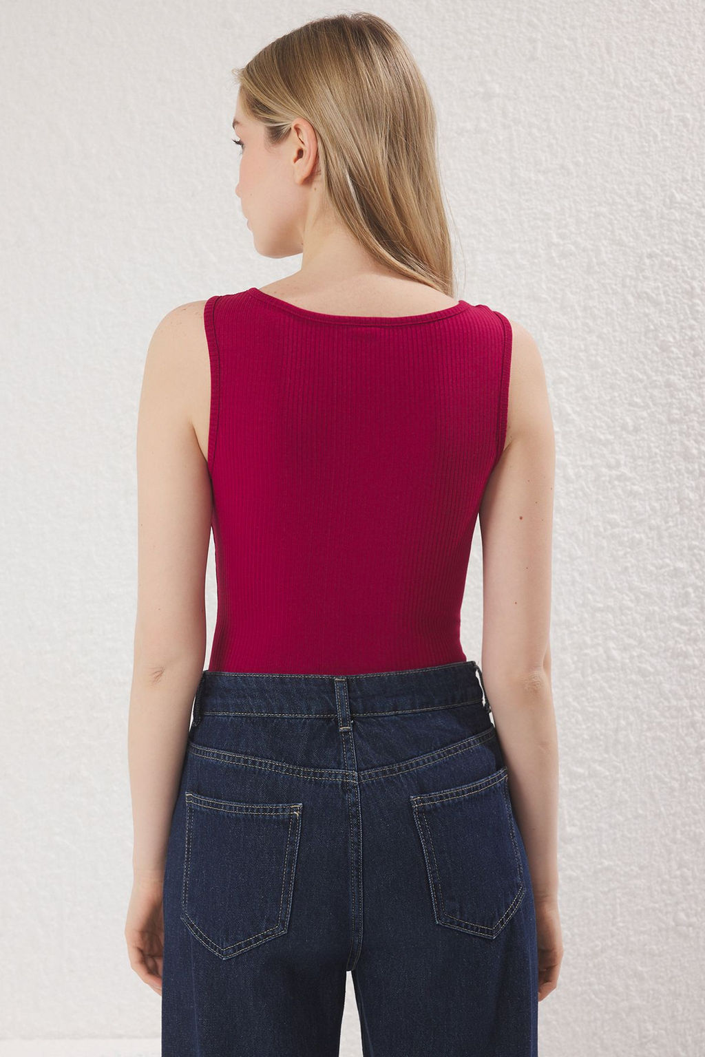 Bordo Dugmeli Regular/Normal Kal?p Orme Body TWOSS25BD00013