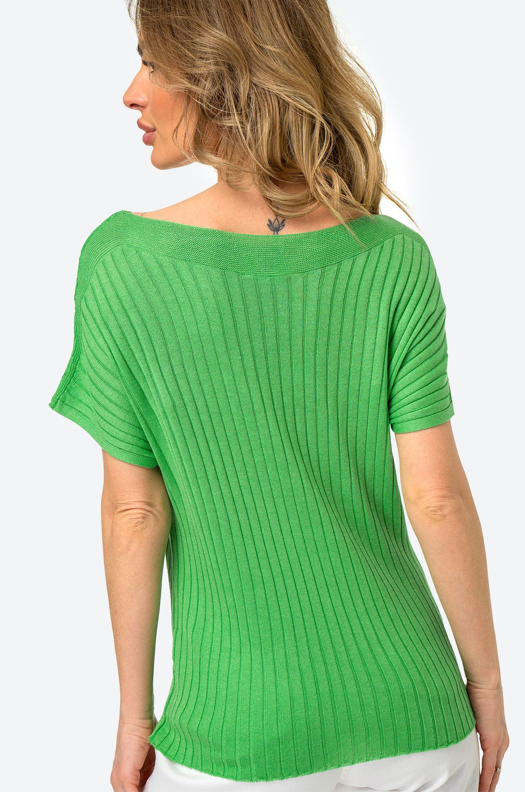 Женский джемпер с коротким рукавом в рубчик Happy Fox  фото 38