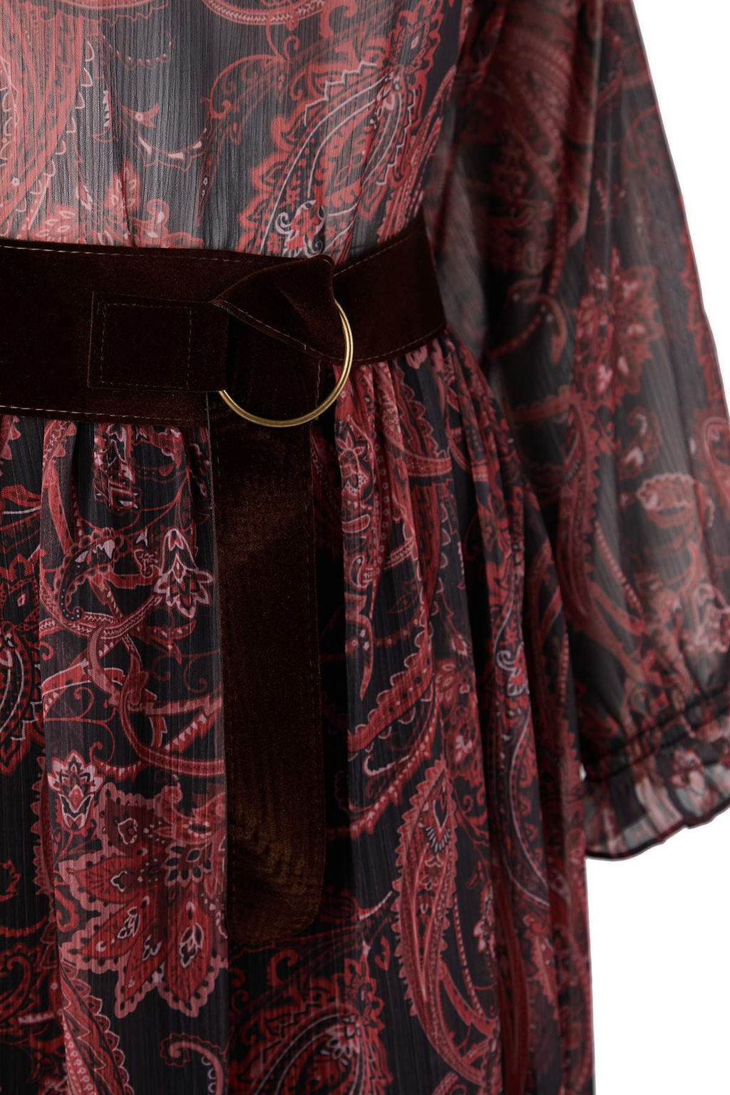 Cok Renkli Sal Desenli Suet Kemerli Maxi Astarl? Dokuma Elbise TWOAW26EL00327