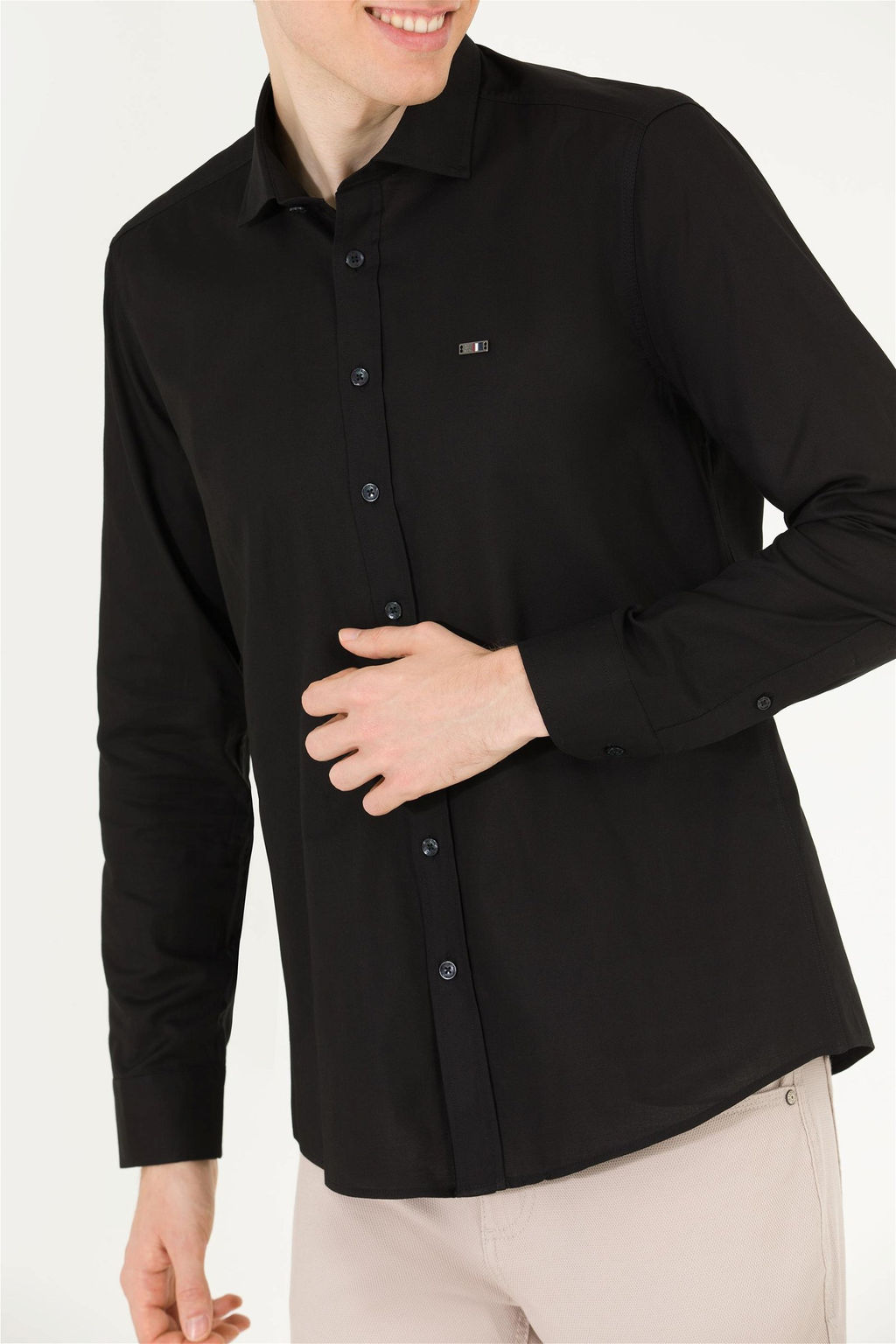 U. S. Polo Assn / Мужская черная базовая рубашка с длинным рукавом - U.s. polo assn фото 13