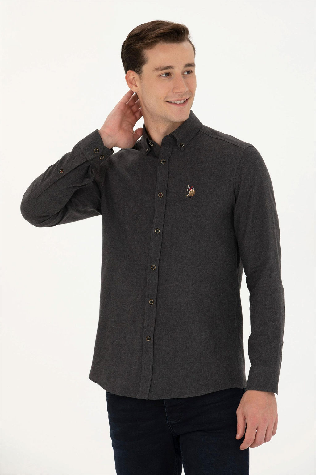 U. S. Polo Assn / Мужская черная базовая рубашка с длинным рукавом - U.s. polo assn фото 10