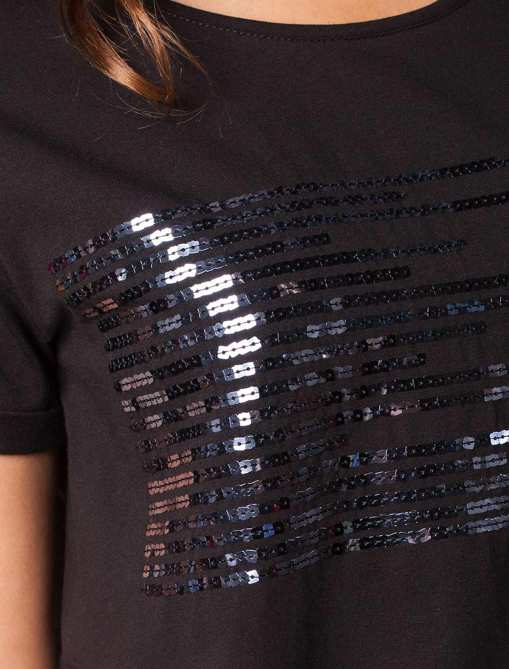 VILATTE / Футболка из хлопка с вышивкой пайетками  фото 2