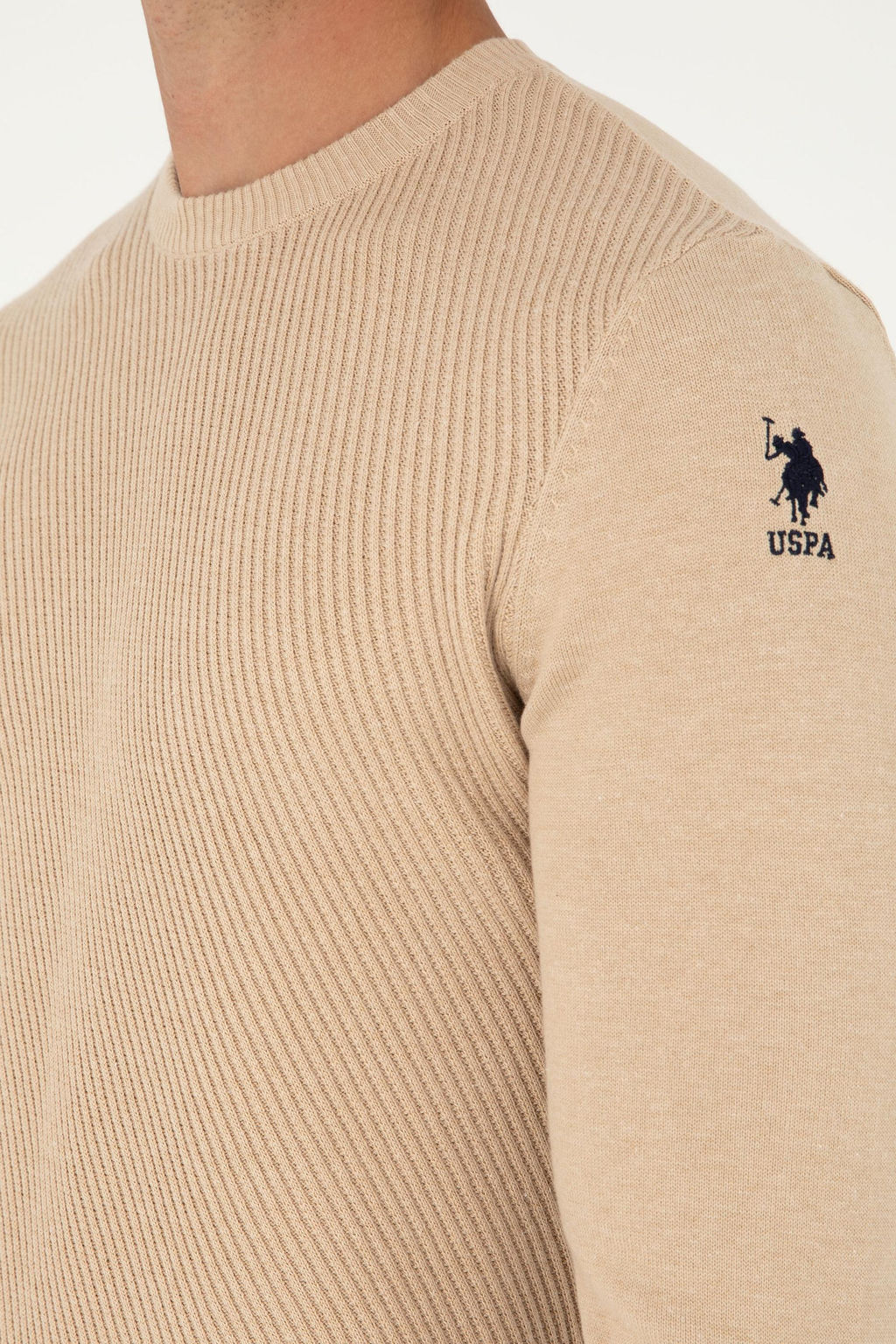 Мужской свитер песочного меланжа - U.s. polo assn фото 7