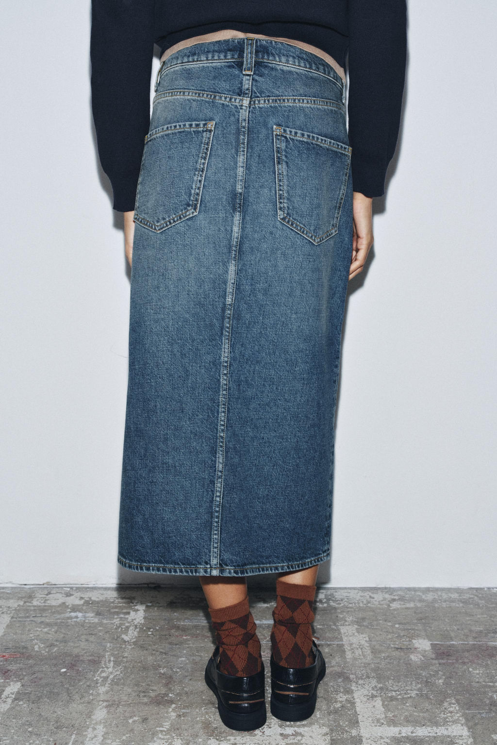 ZW COLLECTION DENIM SKIRT WITH SLIT - Zara фото 3
