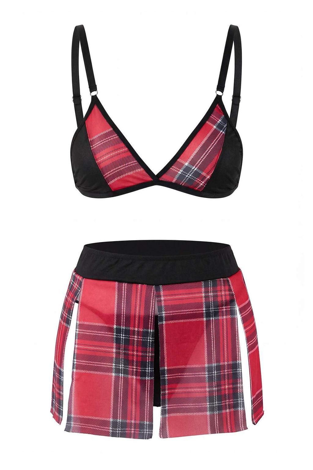 Siyah-K?rm?z? Y?lbas? Temal? Ekose / Kareli Kaps?z 3lu Ic Camas?r? Tak?m? THMAW26CC00033