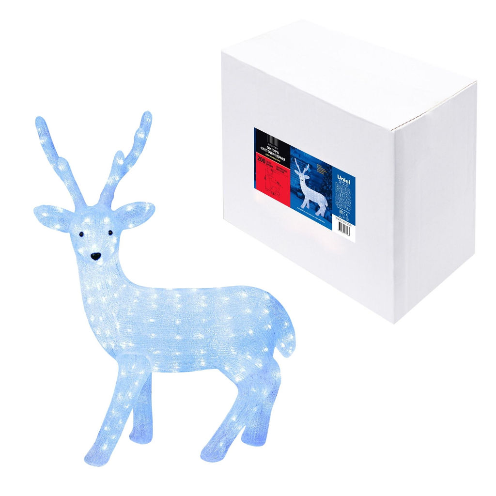 ULD-M6393-200/STA WHITE IP20 DEER-1 Фигура светодиодная Олень-1, 72*97см, 200 светодиодов. Белый свет. Провод прозрачный. TM Uniel