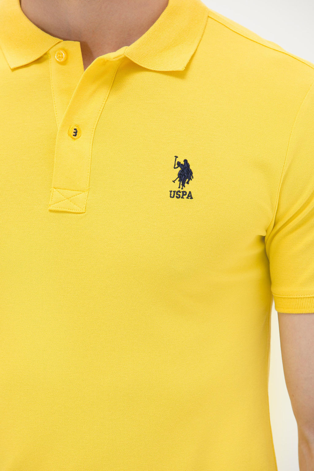 Мужская темно-желтая базовая футболка с воротником поло - U.s. polo assn фото 21
